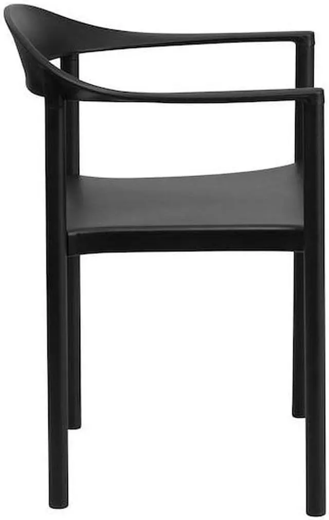 Alt view image 12 of 14 - Flash Furniture HERCULES Series Plastic Cafe Stack Chair Black 5 Pack (5RUT418BK)