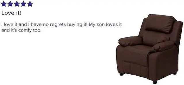 Alt view image 19 of 20 - Flash Furniture BT-7985-KID- BRN-LEA-GG Deluxe Heavily Padded Contemporary Brown Leather Kids Recliner with Storage Arms