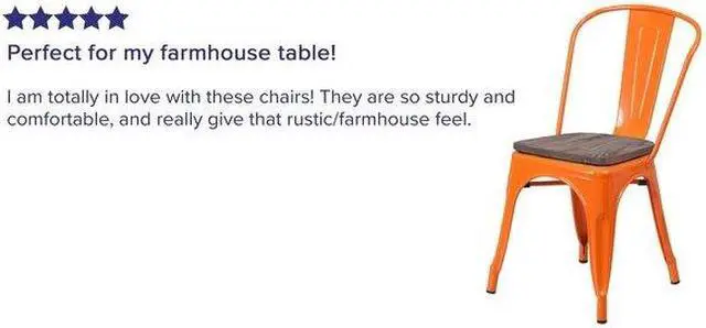 Alt view image 5 of 7 - FLASH FURNITURE 4-CH-31230-OR-WD-GG Orange Metal Stackable Chair with Wood
