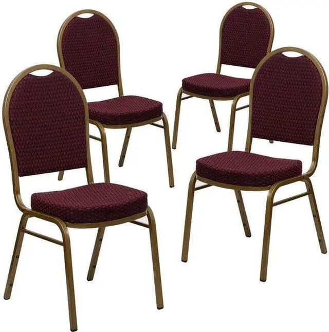 Alt view image 2 of 7 - FLASH FURNITURE 4-FD-C03-ALLGOLD-EFE1679-GG Burgundy Fabric Banquet Chair,PK4