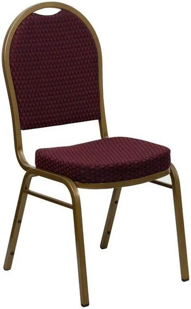Alt view image 4 of 7 - FLASH FURNITURE 4-FD-C03-ALLGOLD-EFE1679-GG Burgundy Fabric Banquet Chair,PK4