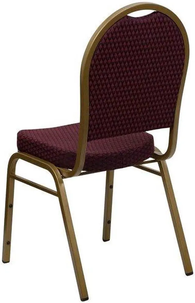 Alt view image 6 of 7 - FLASH FURNITURE 4-FD-C03-ALLGOLD-EFE1679-GG Burgundy Fabric Banquet Chair,PK4