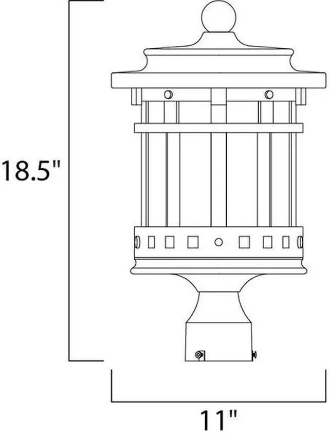 Alt view image 2 of 2 - MAXIM 3137CDSE Santa Barbara DC 3-Light 11" Wide Sienna Outdoor Pole/Post Mount