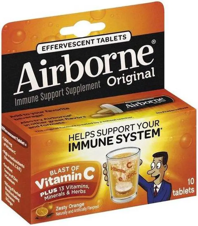 Alt view image 2 of 3 - AIRBORNE 47865-30004 Immune Support Effervescent Tablet, Zesty Orange, 10/Box,