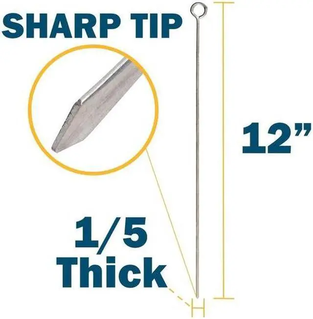 Alt view image 2 of 4 - BLUE DONUTS BD3688926 12 inch BBQ Skewers Set of 24, Stainless Steel, Barbeque