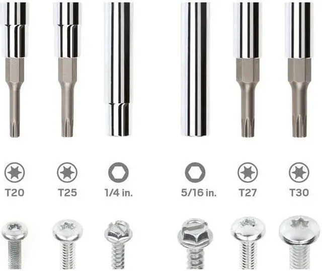 Alt view image 6 of 7 - TEKTON DMS18014 6-in-1 Torx Driver (T20 x T25, T27 x T30, Red)