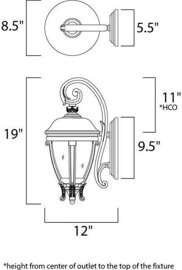 Alt view image 2 of 2 - MAXIM 41424WGGO Camden VX 2-Light 8.5" Wide Golden Bronze Outdoor Wall Sconce