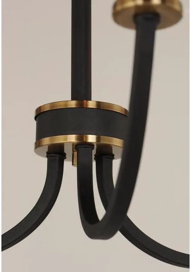 Alt view image 2 of 3 - MAXIM 11375BKAB Charlton 5-Light 26" Wide Black / Antique Brass Chandelier