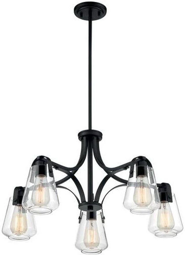 Alt view image 3 of 5 - nuvo 60/7105 skybridge 5 light chandelier fixture,matte black