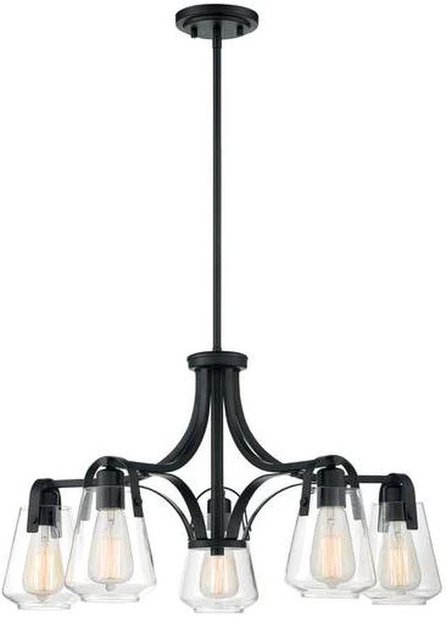Alt view image 4 of 5 - nuvo 60/7105 skybridge 5 light chandelier fixture,matte black