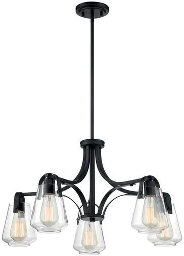 Alt view image 5 of 5 - nuvo 60/7105 skybridge 5 light chandelier fixture,matte black