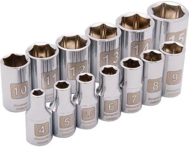 Alt view image 6 of 7 - DYNAMIC D004002 Tools 1/4" Drive 13 Piece 6 Point, Std Metric Socket Set, 4mm -