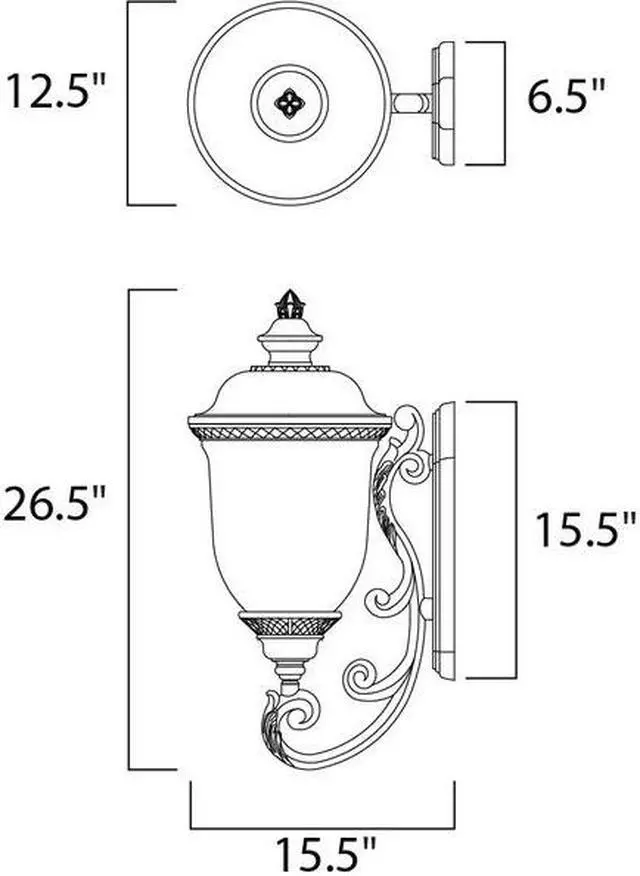 Alt view image 2 of 2 - MAXIM 3424WGOB Carriage House 3-Light 12.5" Wide Oriental Bronze Outdoor Wall