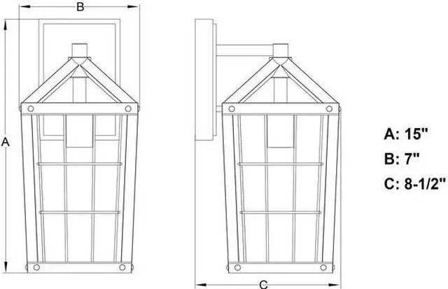 Alt view image 5 of 7 - VAXCEL T0589 Gage 7-in Black Outdoor Farmhouse Wire Cage Wall Lantern, Dusk to