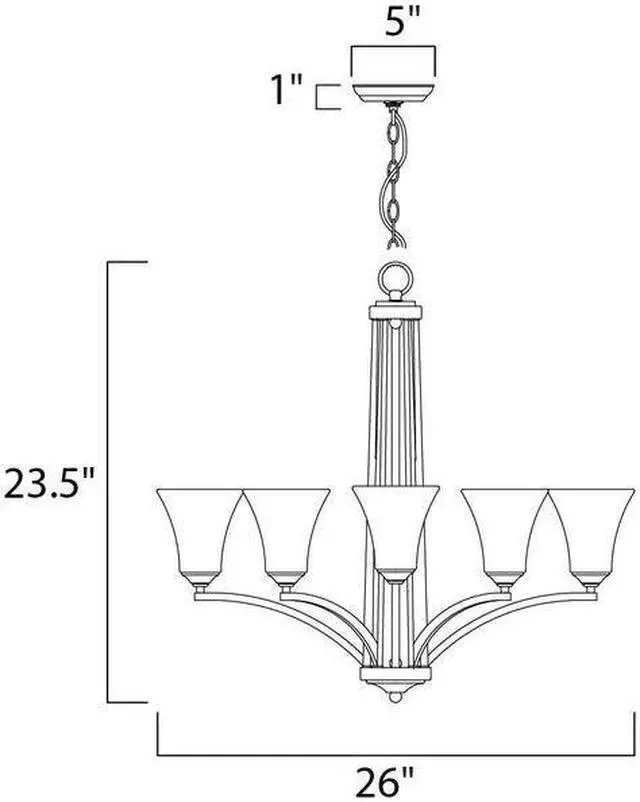 Alt view image 2 of 2 - MAXIM LIGHTING 20095FTSN Aurora 5-Light 26" Wide Satin Nickel Chandelier