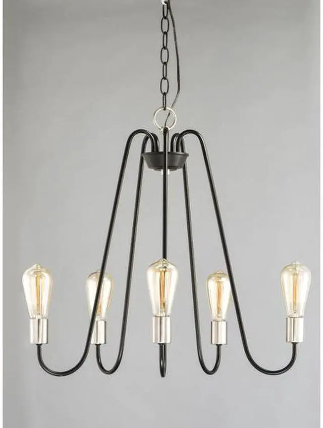 Alt view image 2 of 2 - MAXIM 11735BKSN Haven 5-Light 23.75" Wide Black / Satin Nickel Chandelier