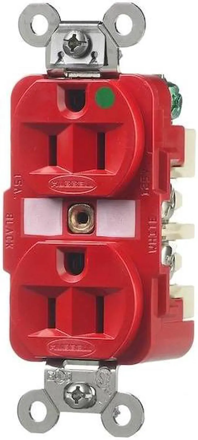 Alt view image 4 of 6 - HUBBELL WIRING DEVICE-KELLEMS HBL8200RED Straight Blade Receptacle, 5-15R, 15