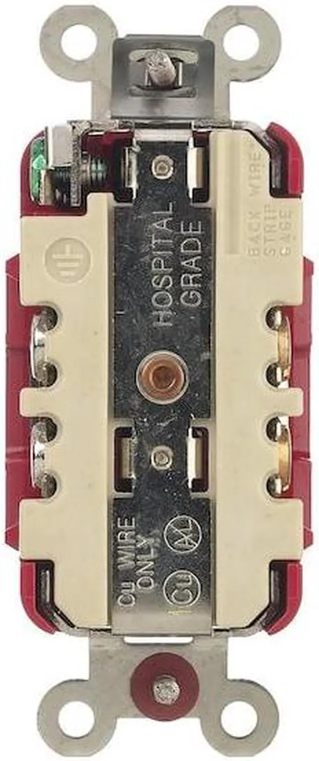 Alt view image 5 of 6 - HUBBELL WIRING DEVICE-KELLEMS HBL8200RED Straight Blade Receptacle, 5-15R, 15