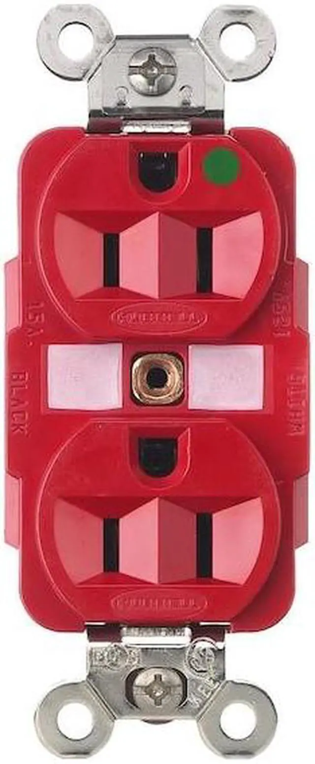 Alt view image 6 of 6 - HUBBELL WIRING DEVICE-KELLEMS HBL8200RED Straight Blade Receptacle, 5-15R, 15