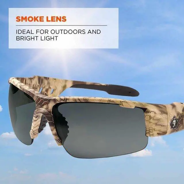 Alt view image 3 of 3 - ERGODYNE DAGR-HI Dagr, Safety Glasses, Anti-Scratch, Smoke Lens, Kryptek