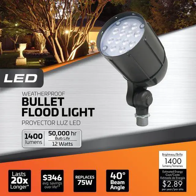 Alt view image 2 of 5 - NEWHOUSE LIGHTING V5BLF12BRZ Outdoor Weatherproof 12W LED Landscape Bullet