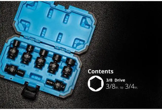 Alt view image 2 of 7 - CAPRI TOOLS 5-3390 3/8 in Drive Universal Impact Socket Set, SAE, 7 pcs