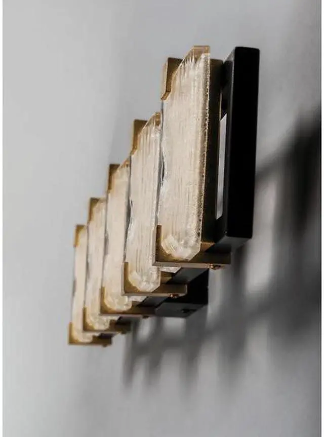 Alt view image 2 of 3 - MAXIM 39533CYBKGL Radiant 5-Light " Wide Black / Gold Leaf Vanity Light