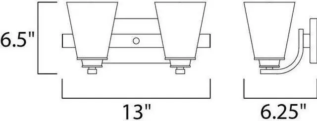 Alt view image 2 of 2 - MAXIM 9012SWSN Conical 2-Light 13" Wide Satin Nickel Vanity Light