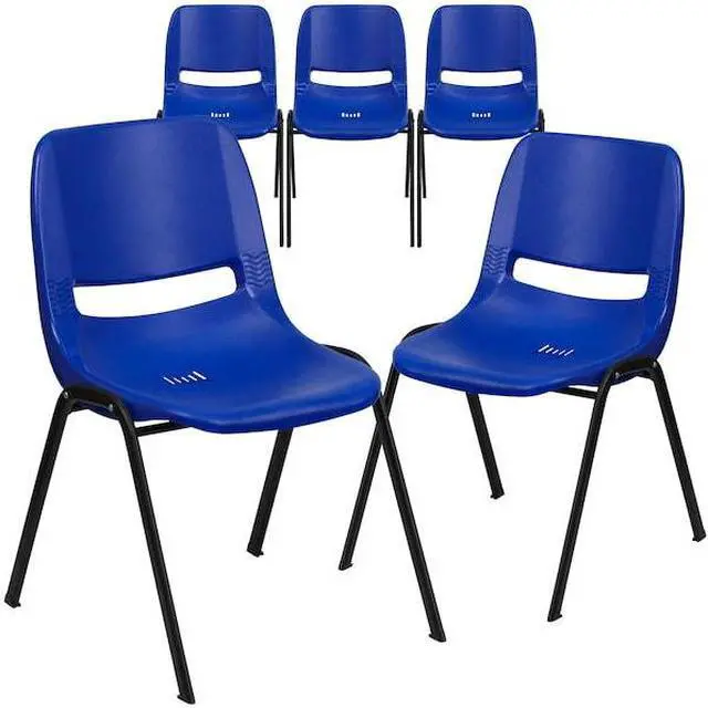 Alt view image 9 of 14 - Flash Furniture HERCULES Series Plastic Shell Stack Chair Blue 5 Pack (5RUTEO1BL)