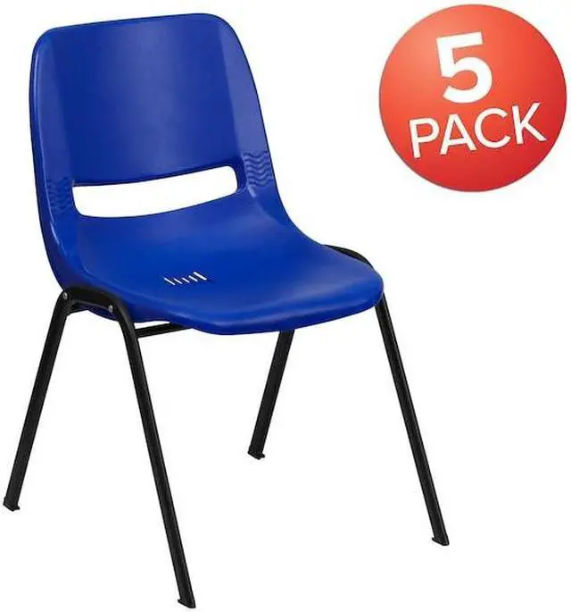 Alt view image 11 of 14 - Flash Furniture HERCULES Series Plastic Shell Stack Chair Blue 5 Pack (5RUTEO1BL)