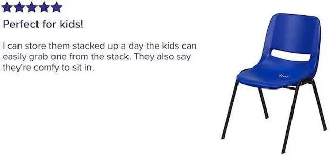 Alt view image 13 of 14 - Flash Furniture HERCULES Series Plastic Shell Stack Chair Blue 5 Pack (5RUTEO1BL)