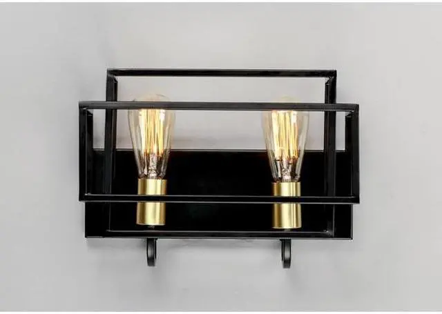 Alt view image 3 of 3 - MAXIM 10242BKSBR Liner 2-Light " Wide Black / Satin Brass Vanity Light