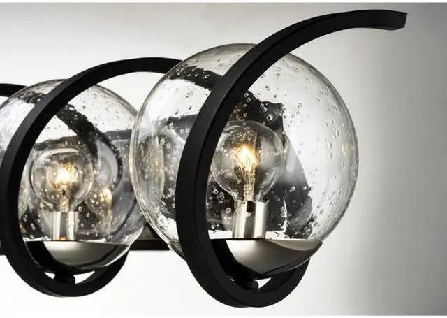 Alt view image 2 of 2 - MAXIM 35106CDBKPN Curlicue 3-Light 30" Wide Black / Polished Nickel Vanity Light
