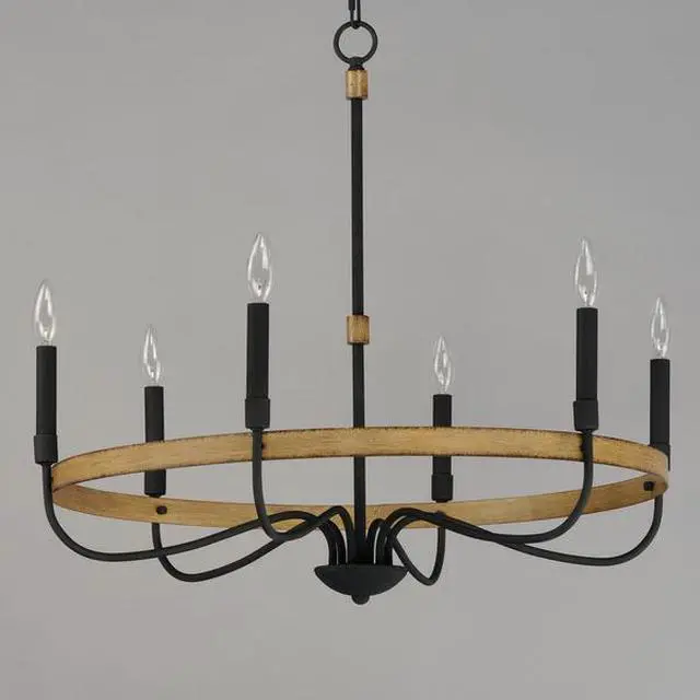 Alt view image 2 of 4 - MAXIM LIGHTING 14446DWBK Franklin 6-Light Chandelier
