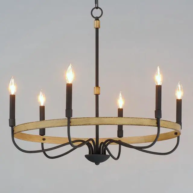Alt view image 3 of 4 - MAXIM LIGHTING 14446DWBK Franklin 6-Light Chandelier