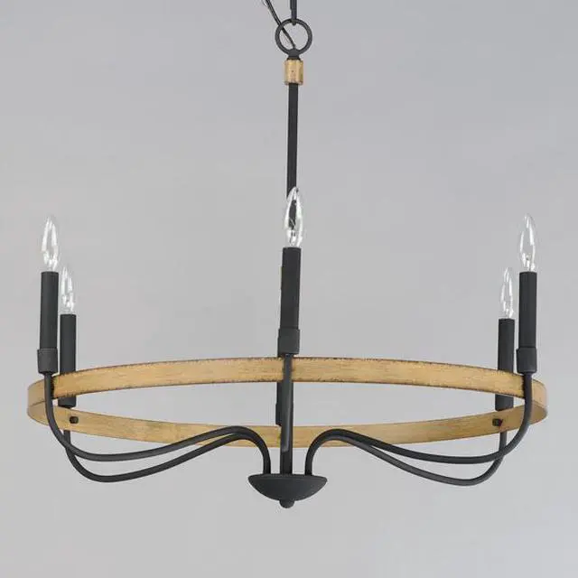 Alt view image 4 of 4 - MAXIM LIGHTING 14446DWBK Franklin 6-Light Chandelier