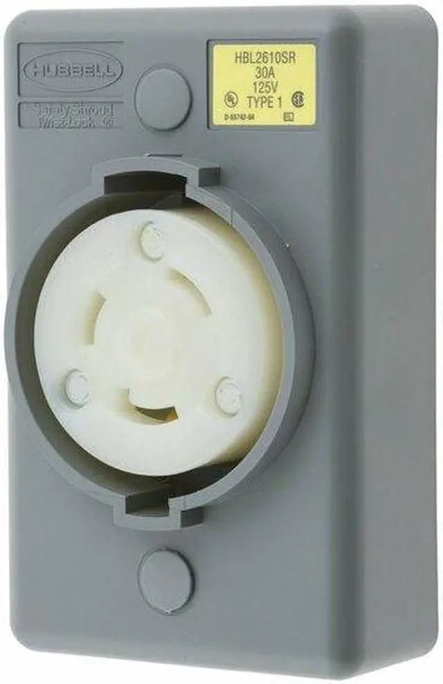 Alt view image 4 of 4 - Hubbell Wiring Device-Kellems Locking Receptacle,Industrial,30,Gray  HBL2610SR