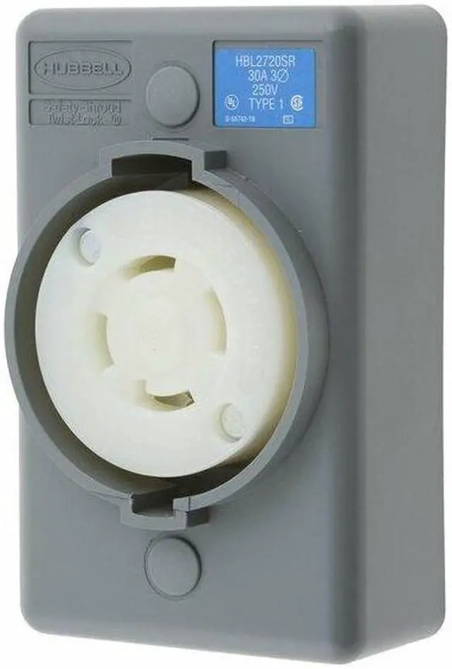 Alt view image 3 of 3 - HUBBELL WIRING DEVICE-KELLEMS HBL2720SR 30A Locking Receptacle 3P 4W 250VAC