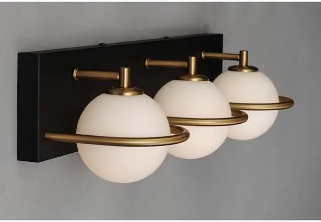 Alt view image 2 of 3 - MAXIM 21603SWBKGLD Revolve 3-Light " Wide Black / Gold Vanity Light