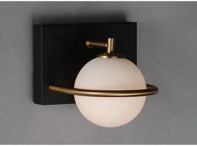 Alt view image 2 of 3 - MAXIM 21601SWBKGLD Revolve 1-Light " Wide Black / Gold Vanity Light
