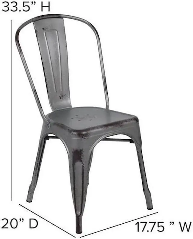Alt view image 9 of 14 - Flash Furniture Colorful Restaurant Chair Silver Gray 4 Pack (4ET3534SIL)