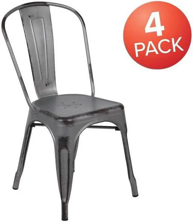Alt view image 10 of 14 - Flash Furniture Colorful Restaurant Chair Silver Gray 4 Pack (4ET3534SIL)