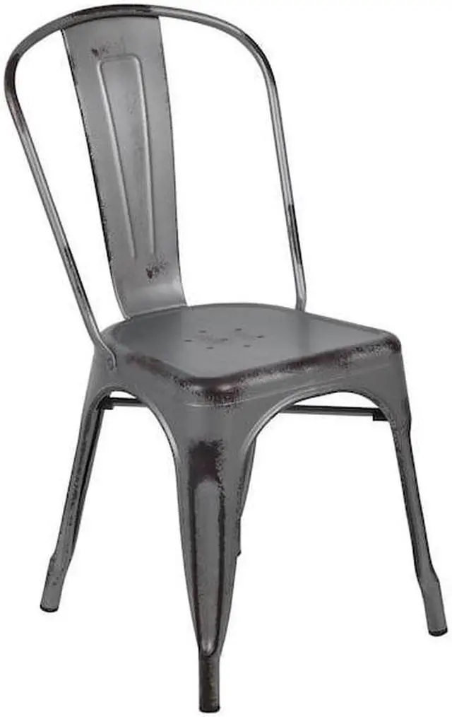 Alt view image 12 of 14 - Flash Furniture Colorful Restaurant Chair Silver Gray 4 Pack (4ET3534SIL)