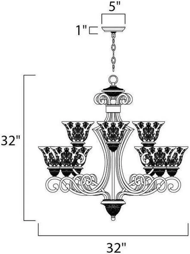 Alt view image 2 of 2 - MAXIM 11245SAOI Symphony 9-Light 32" Wide Oil Rubbed Bronze Chandelier