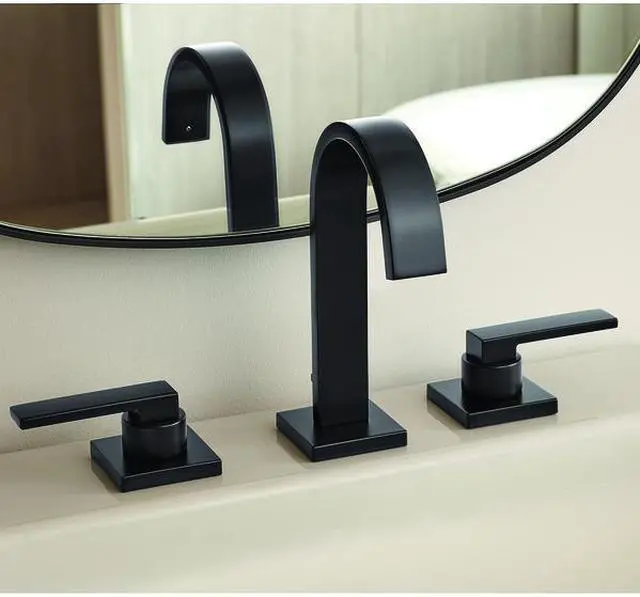 Alt view image 4 of 5 - SPEAKMAN CD523MB Manual Widespread Faucet, Matte Black 3 Hole