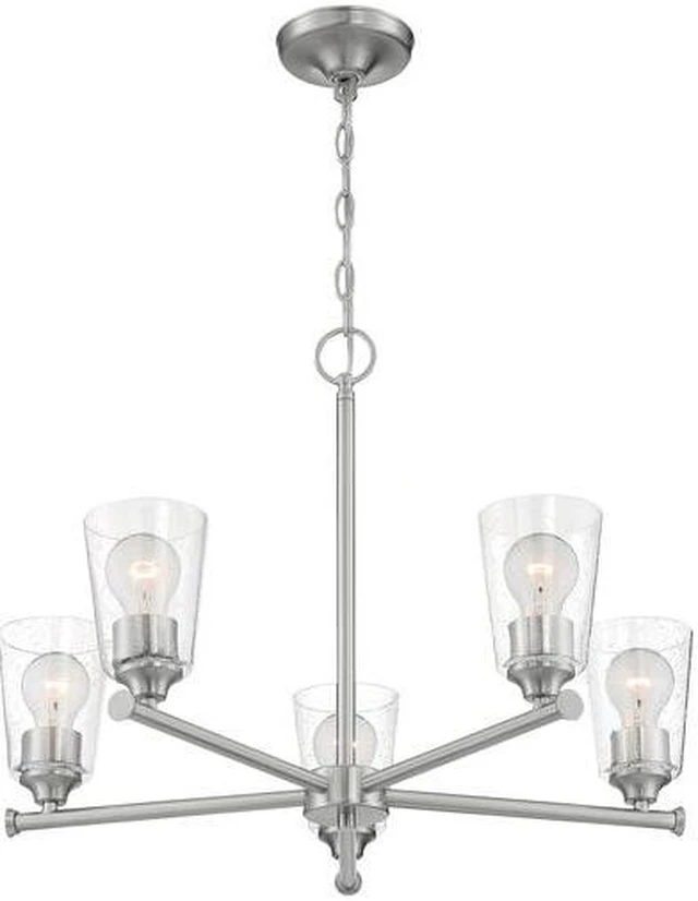 Alt view image 3 of 5 - nuvo 60/7185 bransel light fixture, 5lt chandelier, brushed nickel