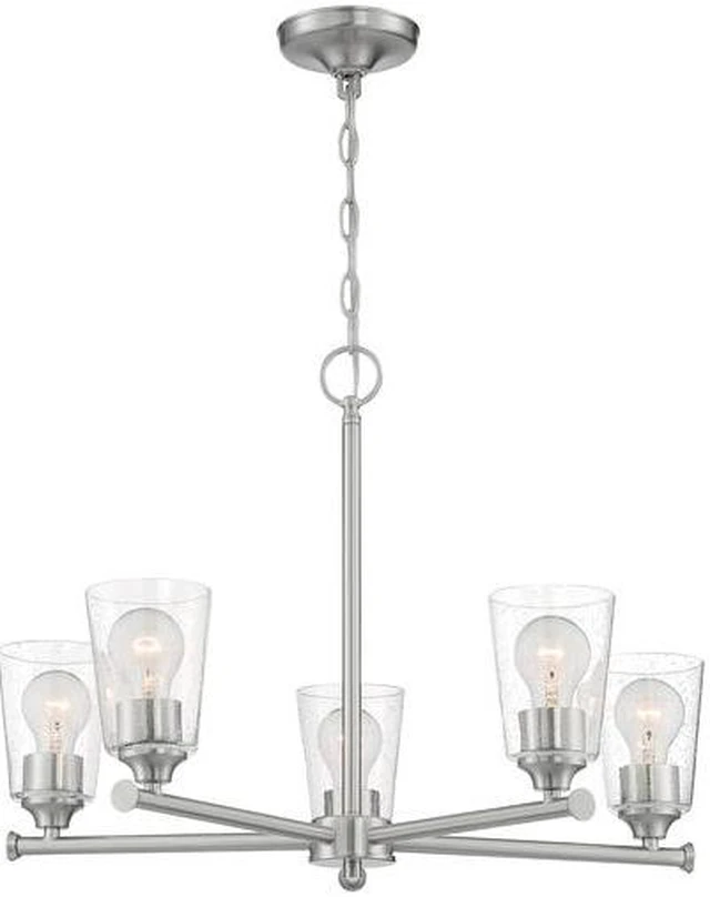 Alt view image 4 of 5 - nuvo 60/7185 bransel light fixture, 5lt chandelier, brushed nickel