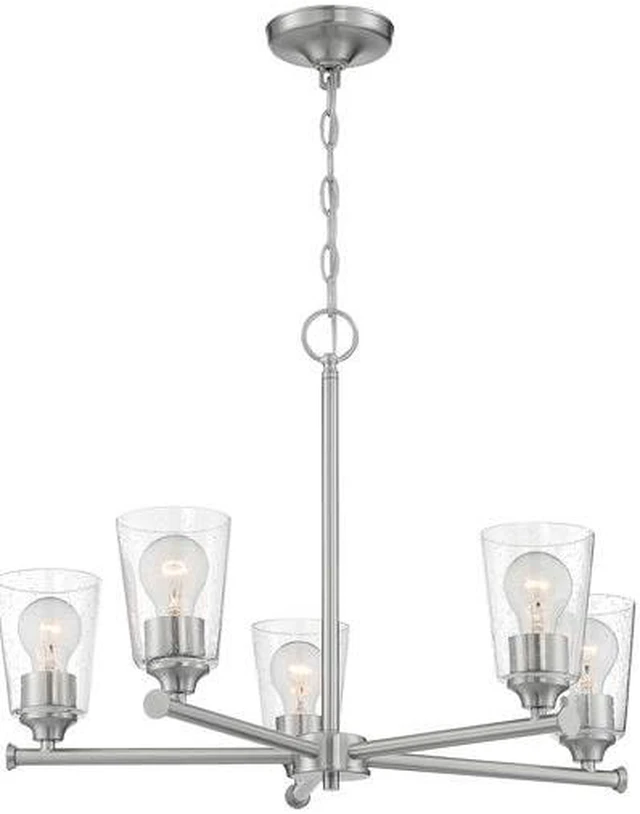 Alt view image 5 of 5 - nuvo 60/7185 bransel light fixture, 5lt chandelier, brushed nickel