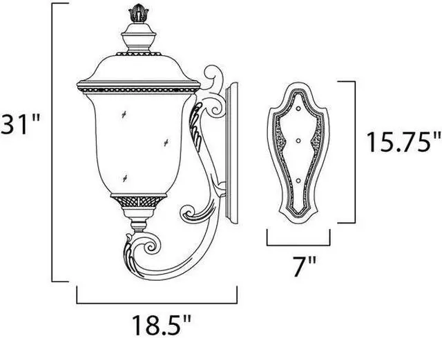 Alt view image 2 of 2 - MAXIM 40425WGOB Carriage House 3-Light 14" Wide Oriental Bronze Outdoor Wall