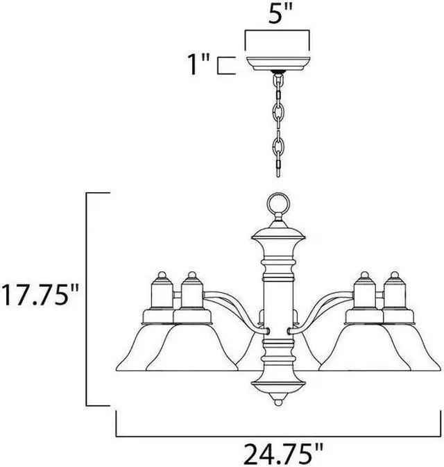Alt view image 2 of 2 - MAXIM LIGHTING 20325MRSN Newburg 5-Light 24.75" Wide Satin Nickel Chandelier